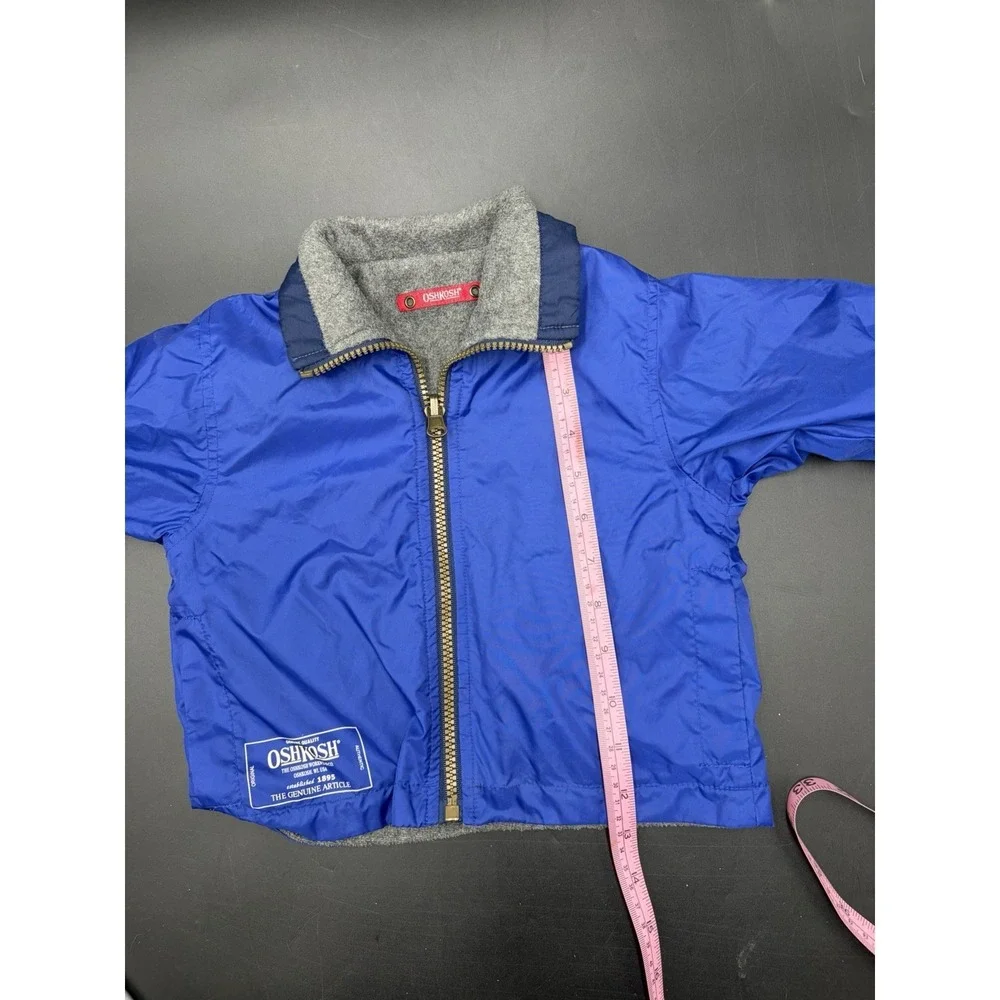 OshKosh B'Gosh Reversible Jacket Size 2t Blue Fleece Lined 90s Kids Coat Vintage